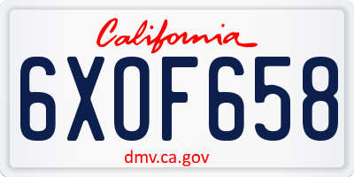 CA license plate 6XOF658