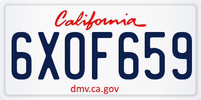 CA license plate 6XOF659