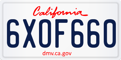 CA license plate 6XOF660