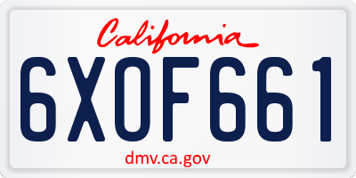 CA license plate 6XOF661