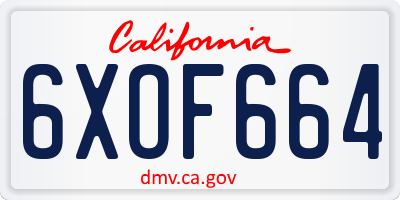 CA license plate 6XOF664