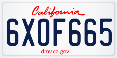 CA license plate 6XOF665