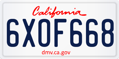 CA license plate 6XOF668