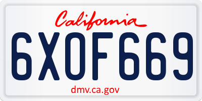 CA license plate 6XOF669
