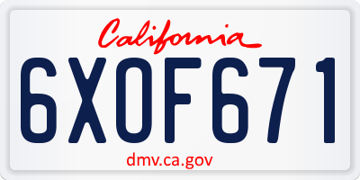 CA license plate 6XOF671