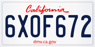 CA license plate 6XOF672