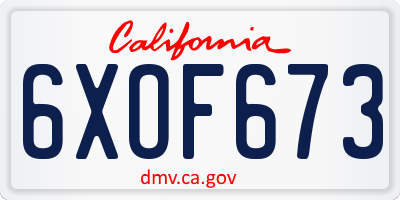 CA license plate 6XOF673