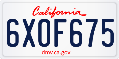 CA license plate 6XOF675