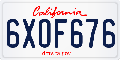 CA license plate 6XOF676