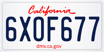 CA license plate 6XOF677