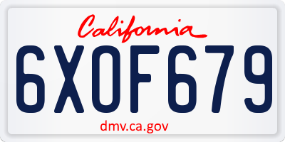 CA license plate 6XOF679