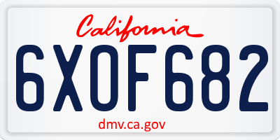 CA license plate 6XOF682