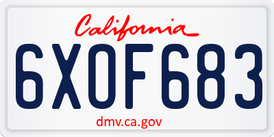 CA license plate 6XOF683