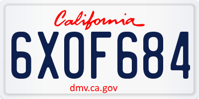 CA license plate 6XOF684