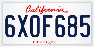 CA license plate 6XOF685