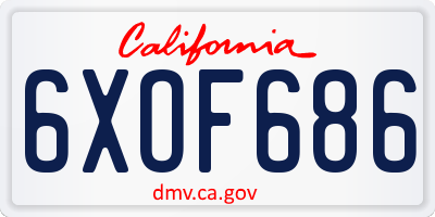 CA license plate 6XOF686