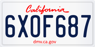 CA license plate 6XOF687