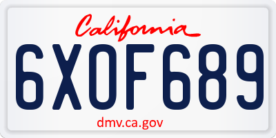 CA license plate 6XOF689