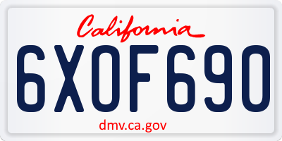 CA license plate 6XOF690