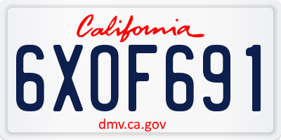 CA license plate 6XOF691