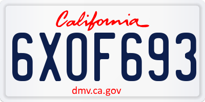 CA license plate 6XOF693