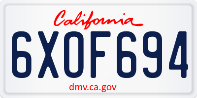CA license plate 6XOF694