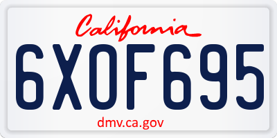 CA license plate 6XOF695