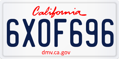 CA license plate 6XOF696