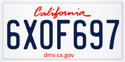 CA license plate 6XOF697