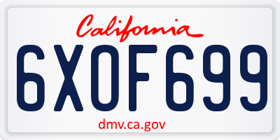 CA license plate 6XOF699