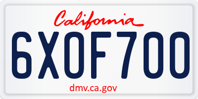 CA license plate 6XOF700