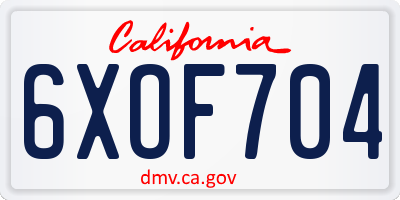 CA license plate 6XOF704