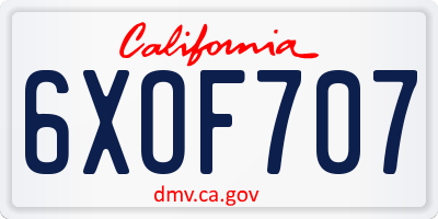 CA license plate 6XOF707