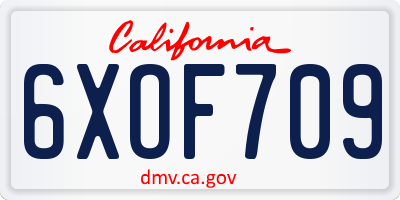 CA license plate 6XOF709