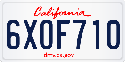 CA license plate 6XOF710