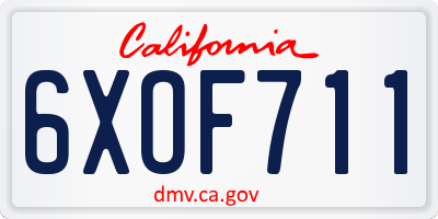 CA license plate 6XOF711