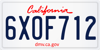 CA license plate 6XOF712