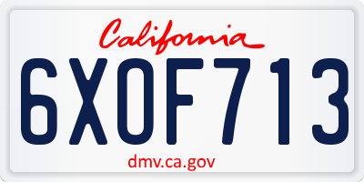 CA license plate 6XOF713