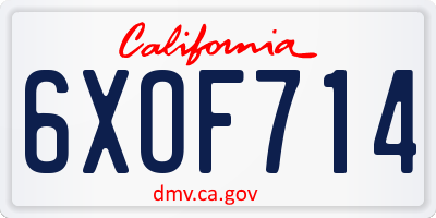 CA license plate 6XOF714