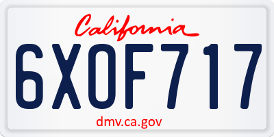 CA license plate 6XOF717