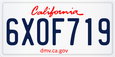 CA license plate 6XOF719