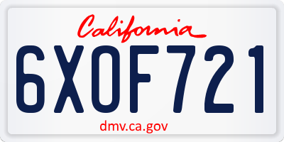 CA license plate 6XOF721