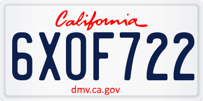 CA license plate 6XOF722