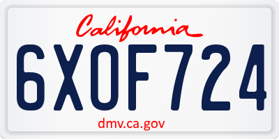 CA license plate 6XOF724
