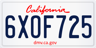 CA license plate 6XOF725