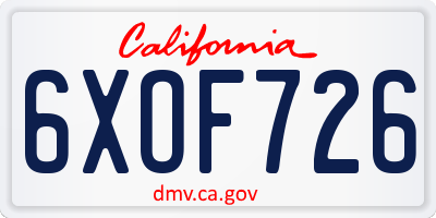 CA license plate 6XOF726