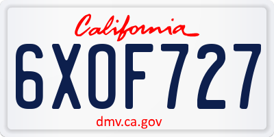 CA license plate 6XOF727