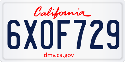 CA license plate 6XOF729