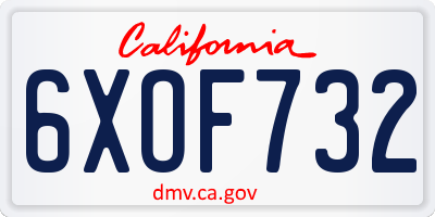 CA license plate 6XOF732