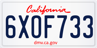 CA license plate 6XOF733